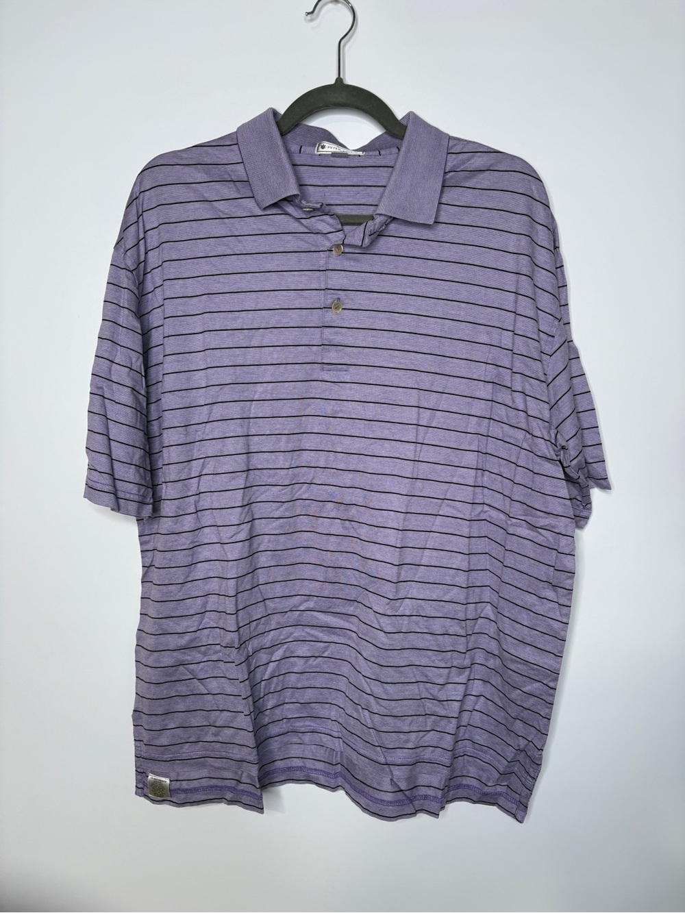 Peter Millar Purple & Black Striped Polo Shirt Size Large